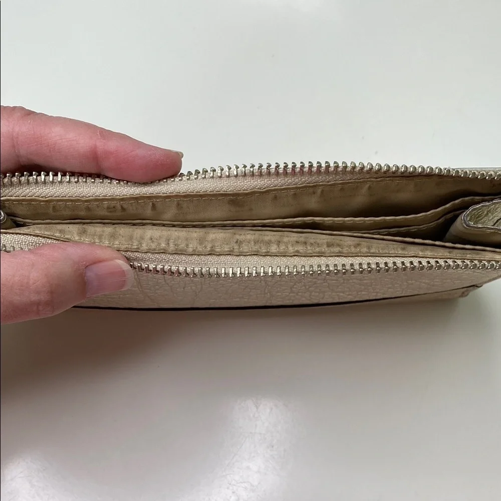 Coach Wristlet Metallic Champagne Leather‎